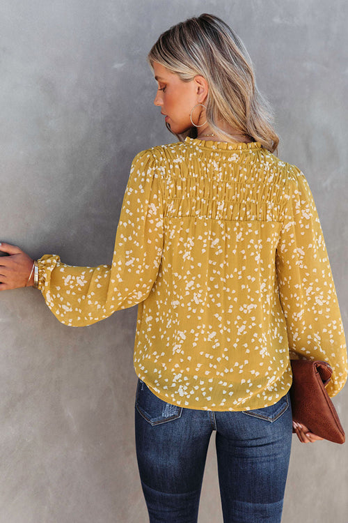 Open To Love Yellow Print Long Sleeve Top