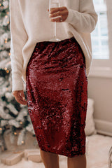 Watch Me Wow Sequin Midi Skirt