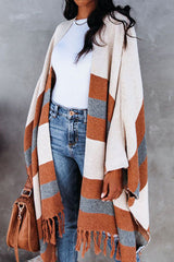 Weekend Chiller Striped Tassel Knit Cardigan