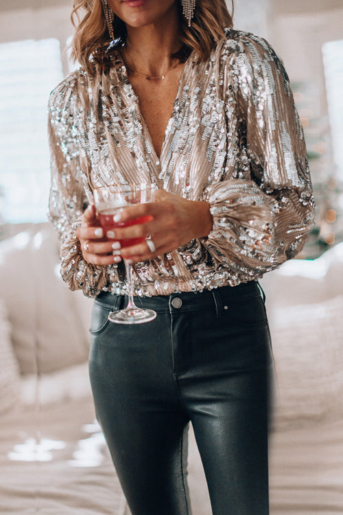 Sparkle In Her Eyes Sequin Wrap Top