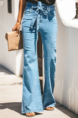 On the Road Blue Wash Waist-tie Jeans