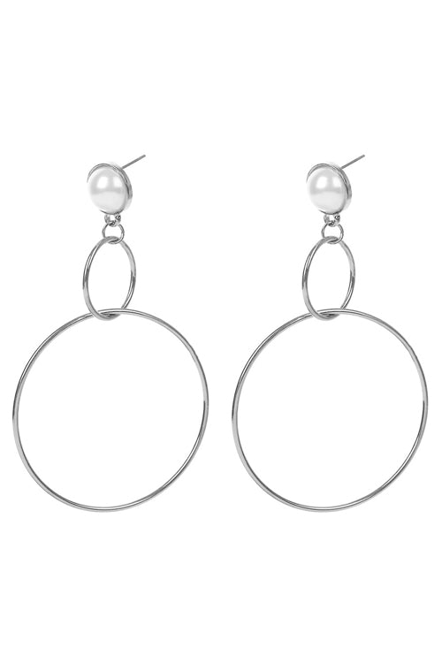 Pearl Hoop Charm Earings