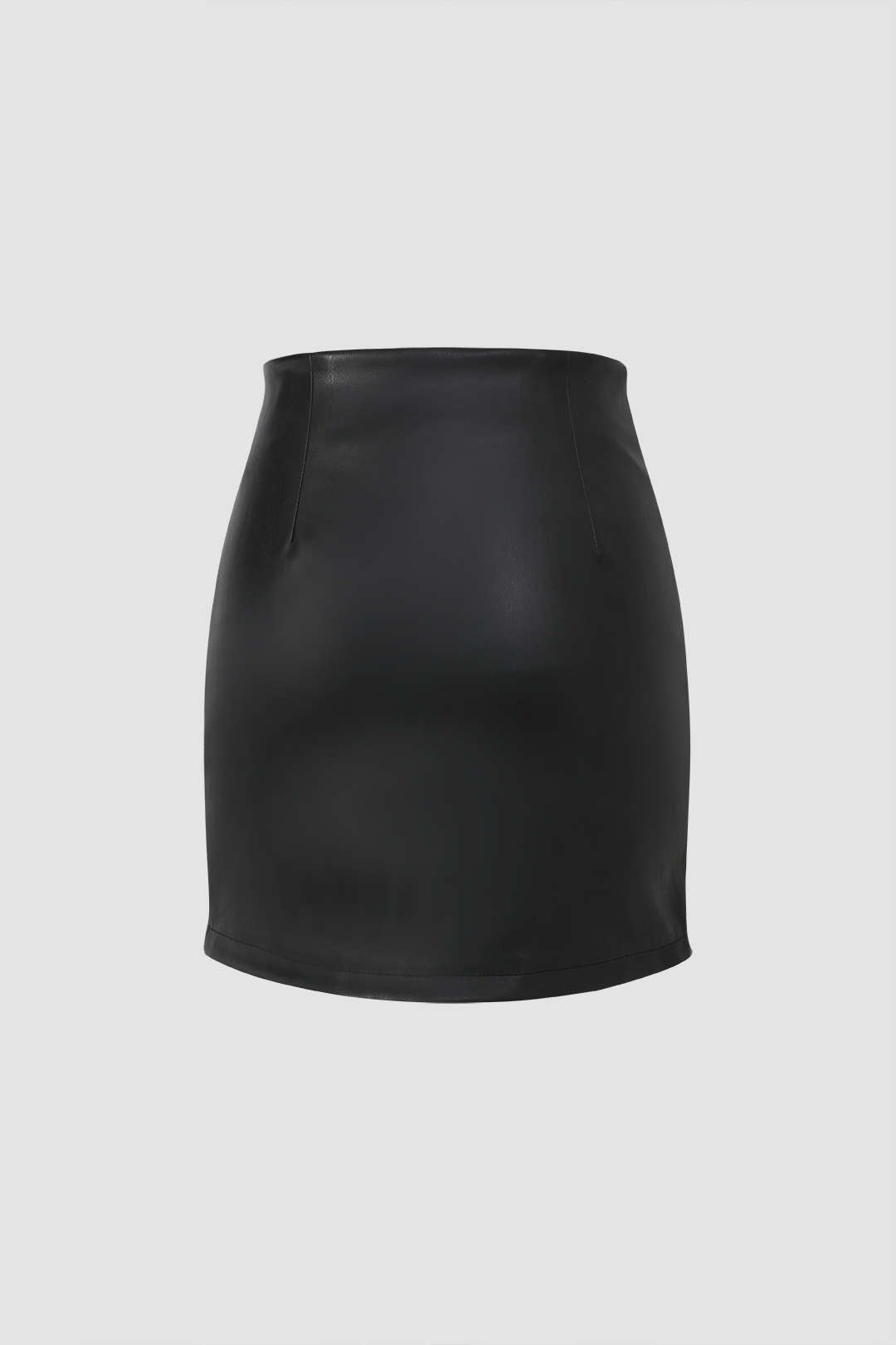 Asymmetric Hem Faux Leather Mini Skirt