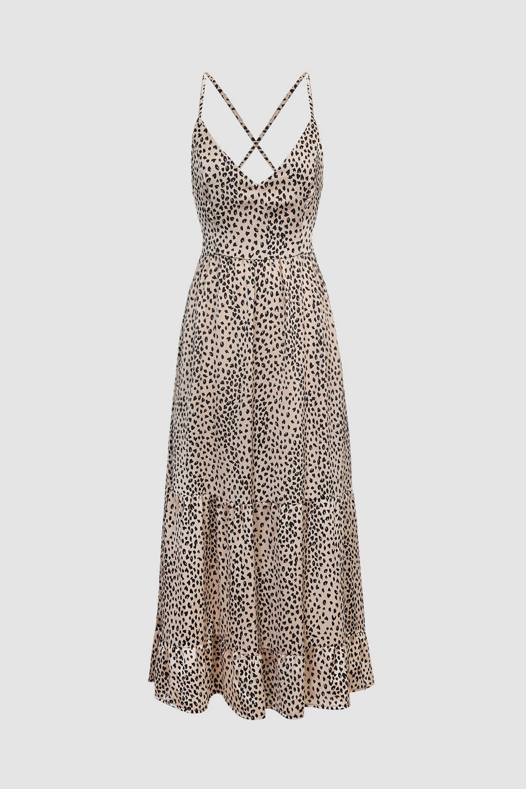 Animal Spot Print Tie Back V-Neck Maxi Dress