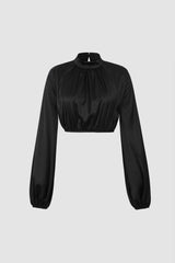 Balloon Sleeve Satin Blouse