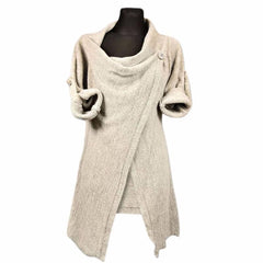 Poncho Cotton Irregular Single Button Autumn Loose Knitted Cardigans