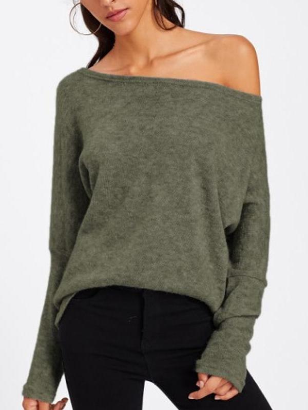 One Shouder Casual Soft Long Sleeve Sweater