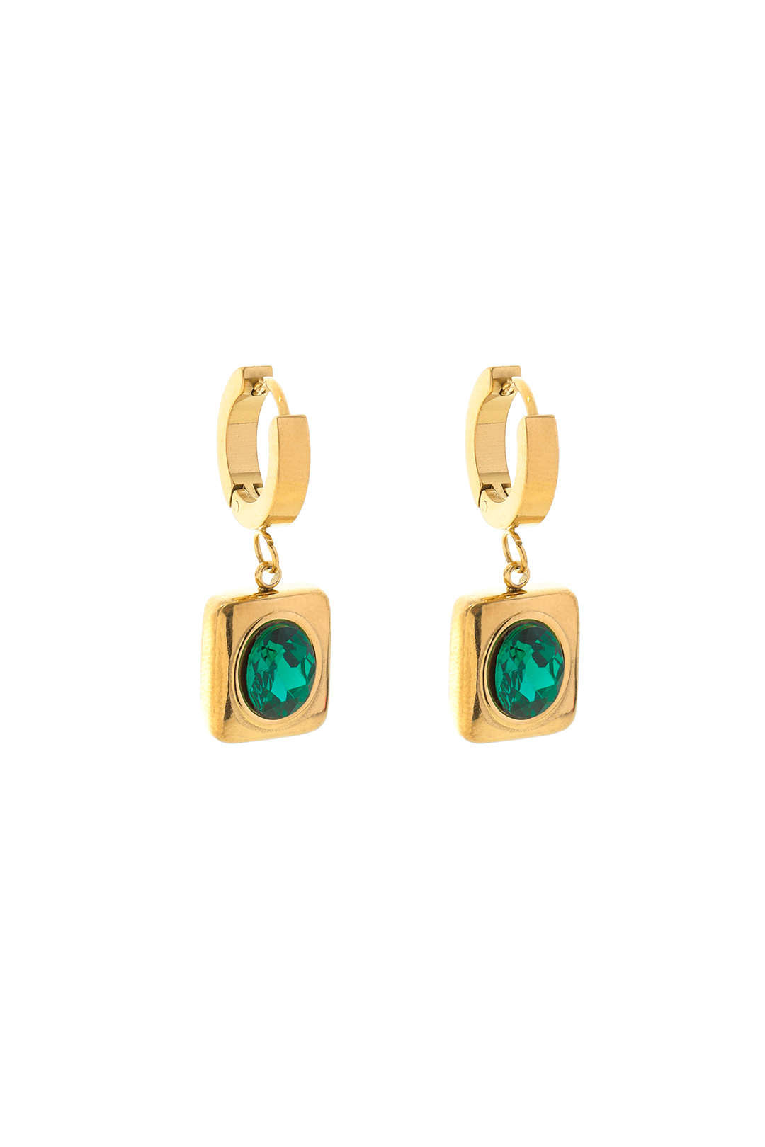 Emerald Square Drop Earrings