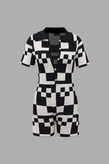 Checkerboard Knit Romper