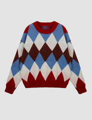 Red Diamond Contrast Sweater