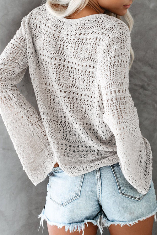 Easy Moves Hollow-Out Knit Blouse