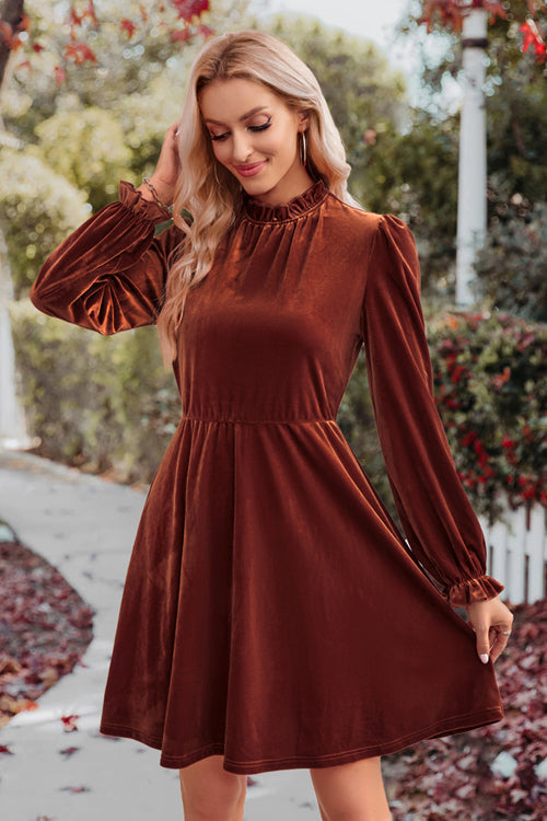 Can't Help But Love Velvet Long Sleeve Mini Dress