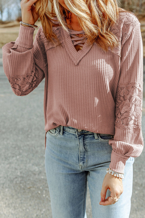 Style Update Lace Long Sleeve Knit Top
