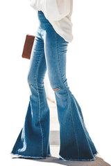 Downtown Girl Blue Wash Wide-Leg Jeans