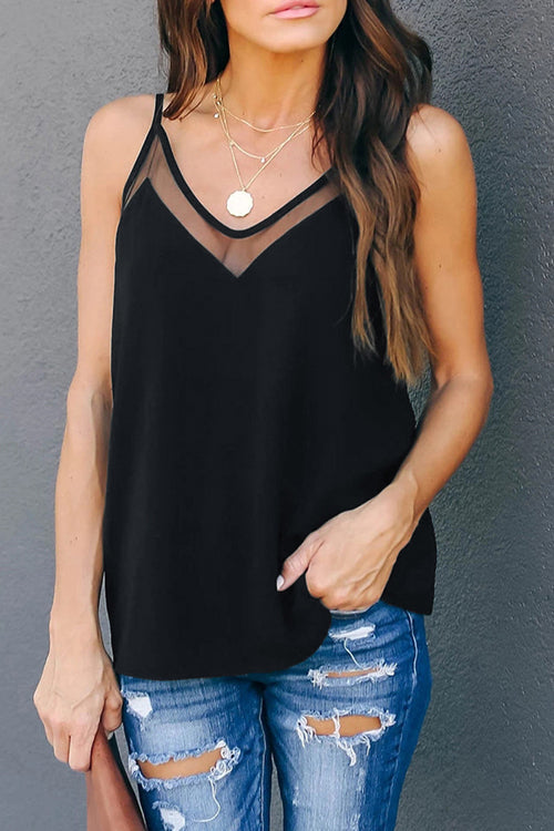 Rule the Night V-Neck Tulle Cami Top