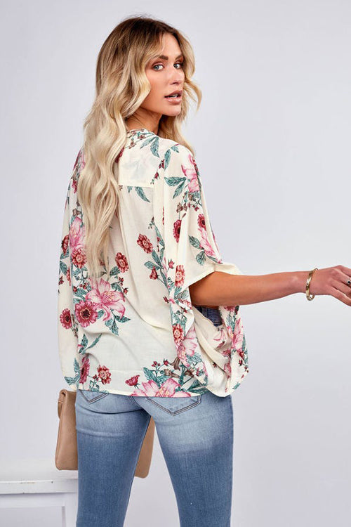 Feeling Groovy Floral Button Down Top