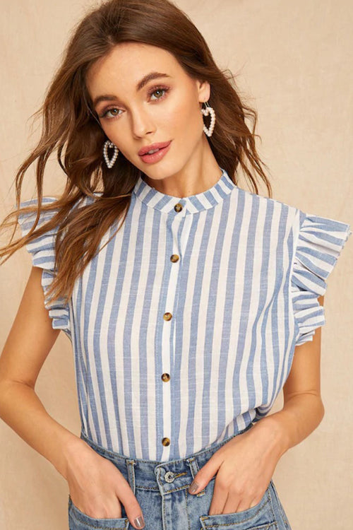 BlueBell Stripe Sleeveless Button-Up Shirt