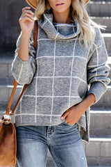 Cozy Moments TurtleNeck Check Knit Sweater