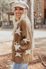 This Is The Time Khaki Star Knit Sweater