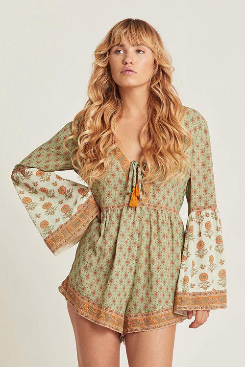 Creazy Kids Boho Print Long Sleeve Romper