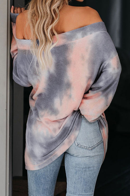 Style Forecast Tie-Dye Off Shoulder Long Sleeve Top