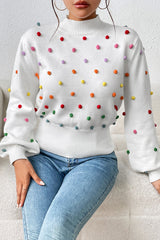 Endlessly Cozy Colorful Dots Long Sleeve Sweater