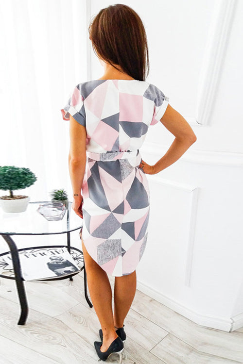 Geometric Tie-waist Midi Dress
