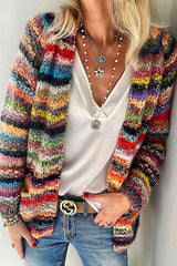 Seasonally Chic Multi Color Stripe Knit Cardigan