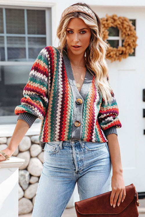 Being Bold Vintage Striped Knit Cardigan