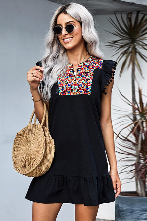 All Of Your Love Boho Embroidery Mini Dress