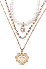 Peach Heart Pearl Choker Necklace