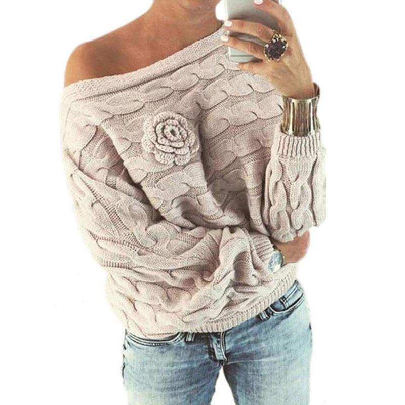 One Shoulder  Batwing Sleeve Sweaters