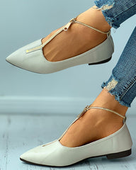 Zipper Design Pointed Toe Casual Shoes