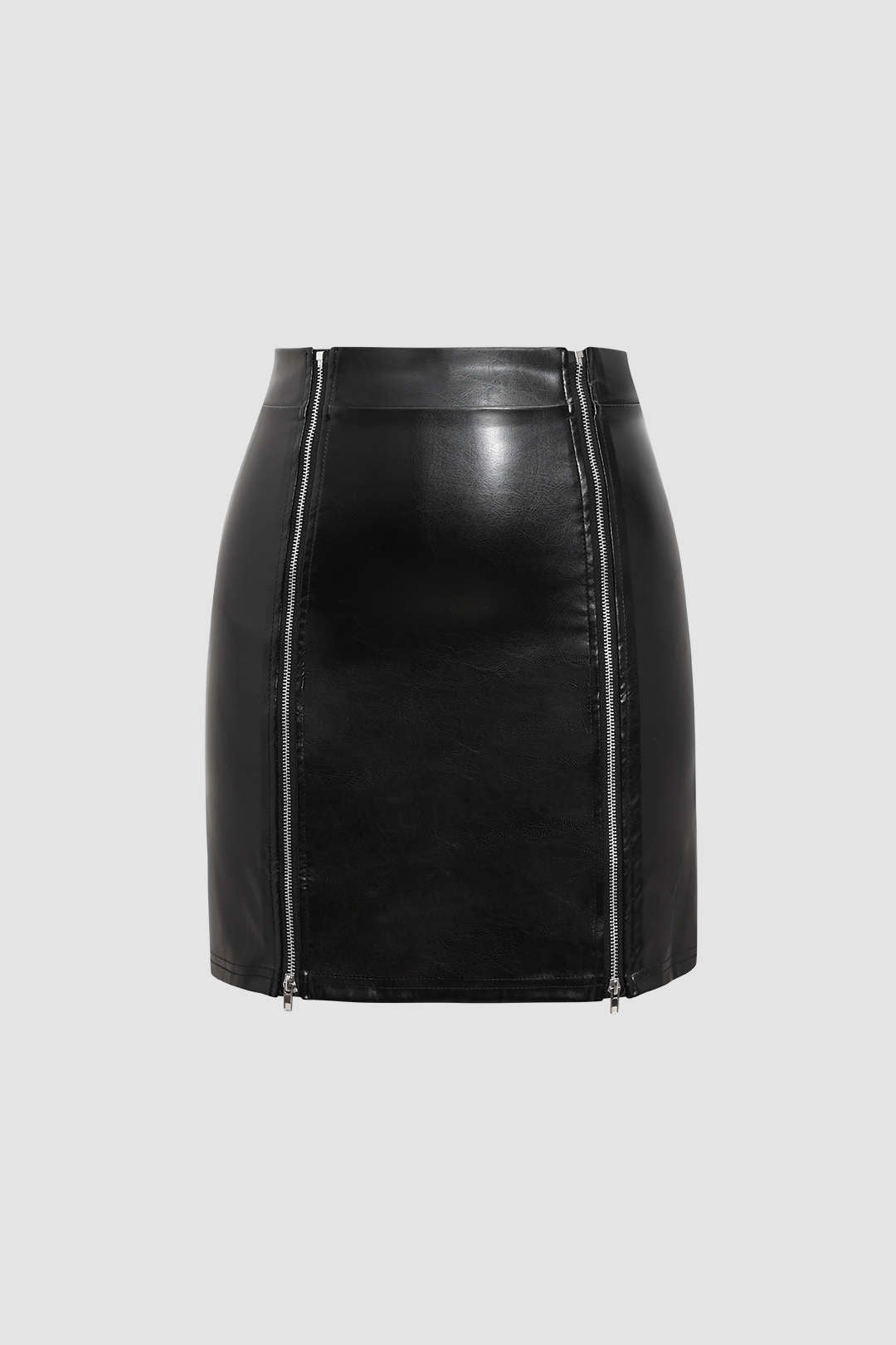 Double Zip Faux Leather Mini Skirt