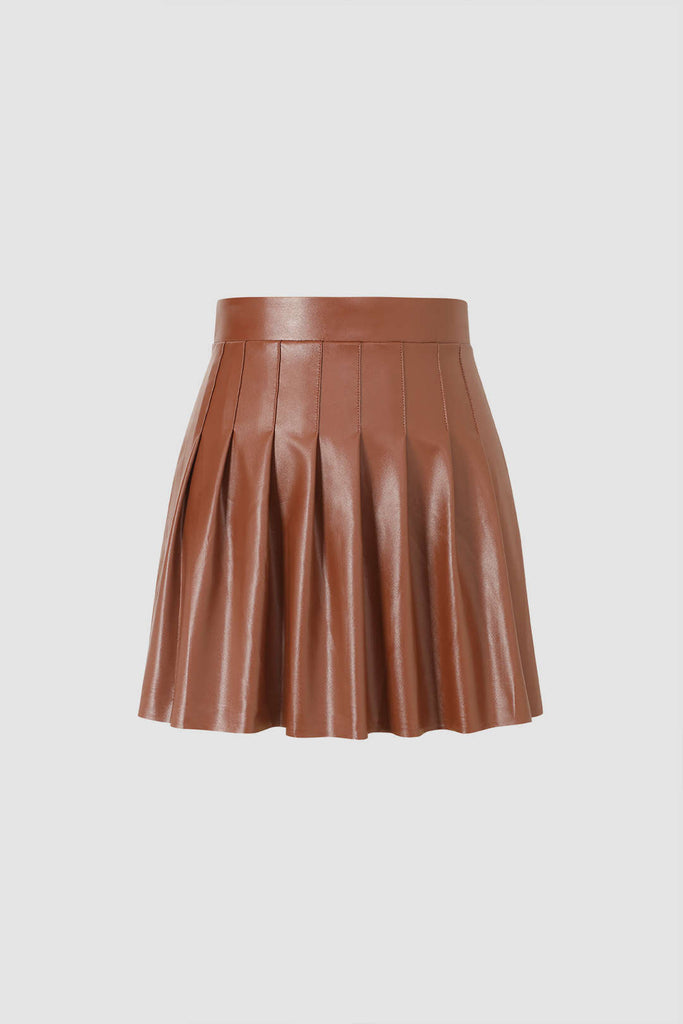 Faux Leather Pleated Mini Skirt – Conean