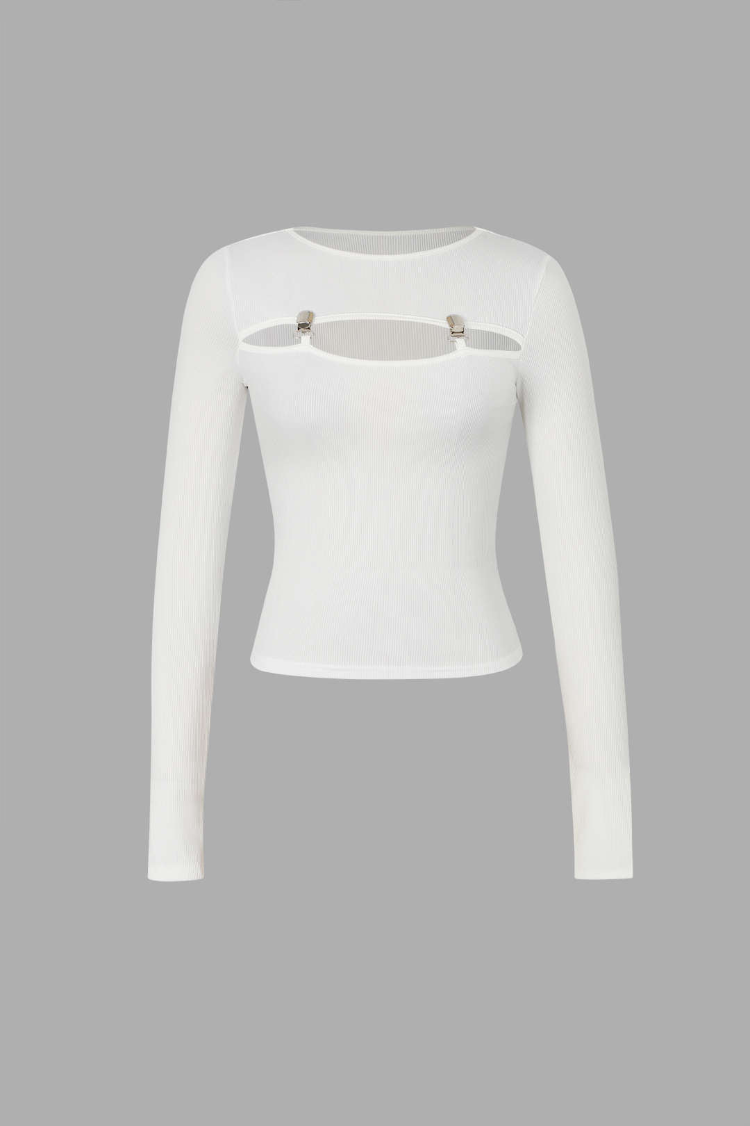 Cut Out Ribbed Long Sleeve Top