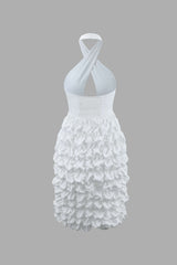 Halter Neck Textured Smocked Mini Dress