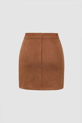 Faux Suede Side Slit Mini Skirt