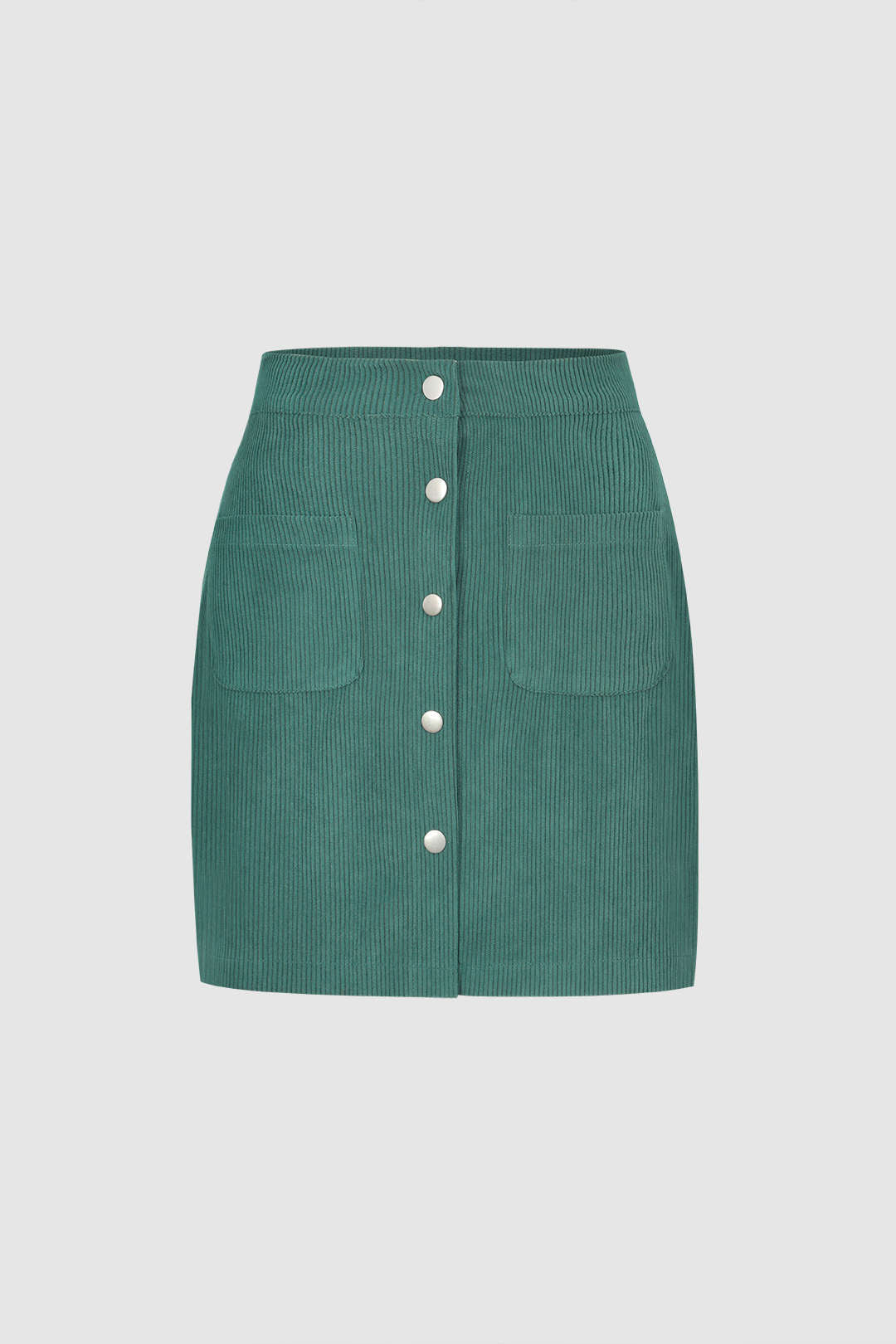 Corduroy Button Mini Skirt