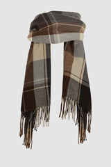 Checked Pattern Fringe Scarf