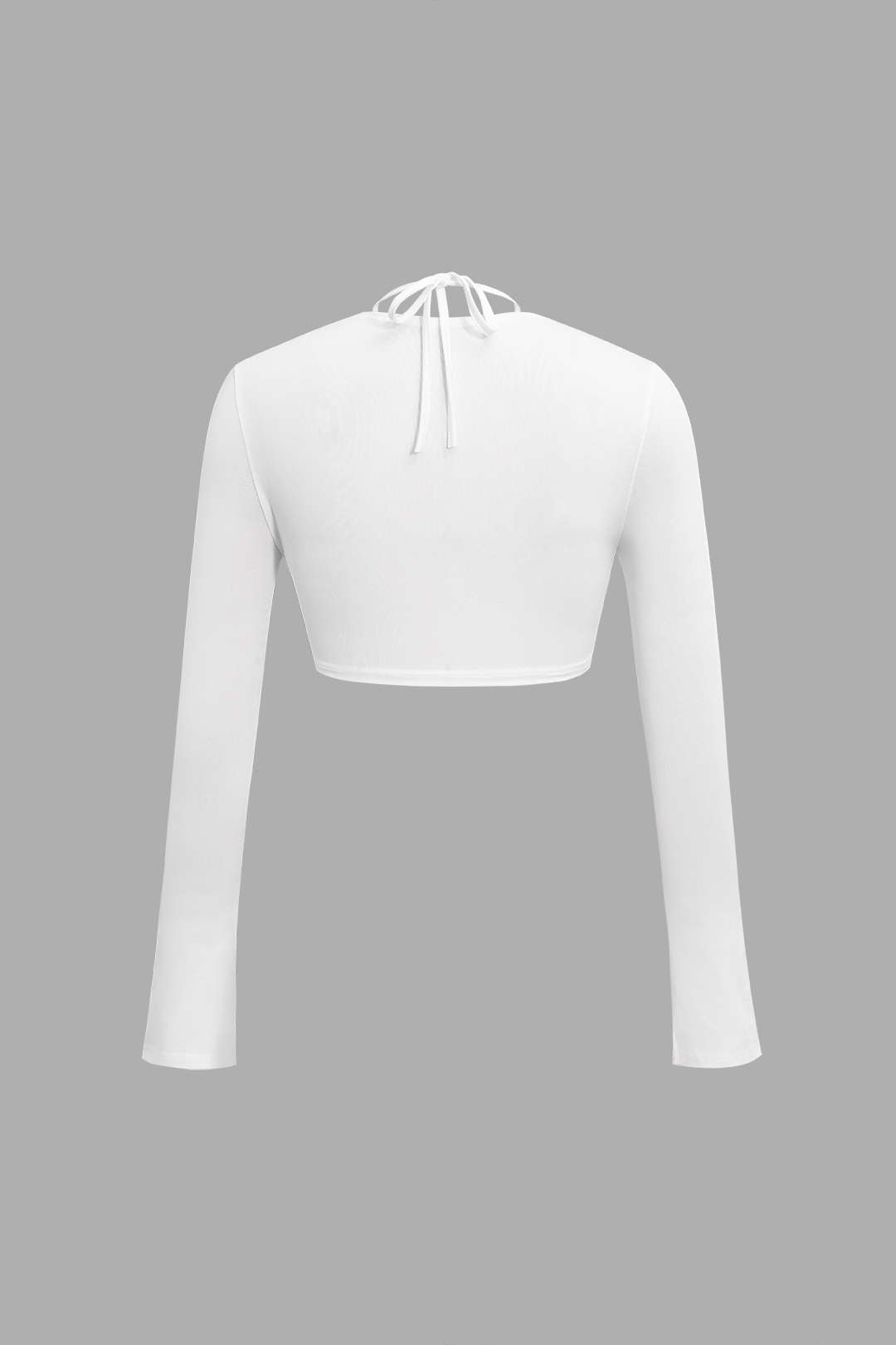 Halter Neck Ruched Long Sleeve Cropped Top