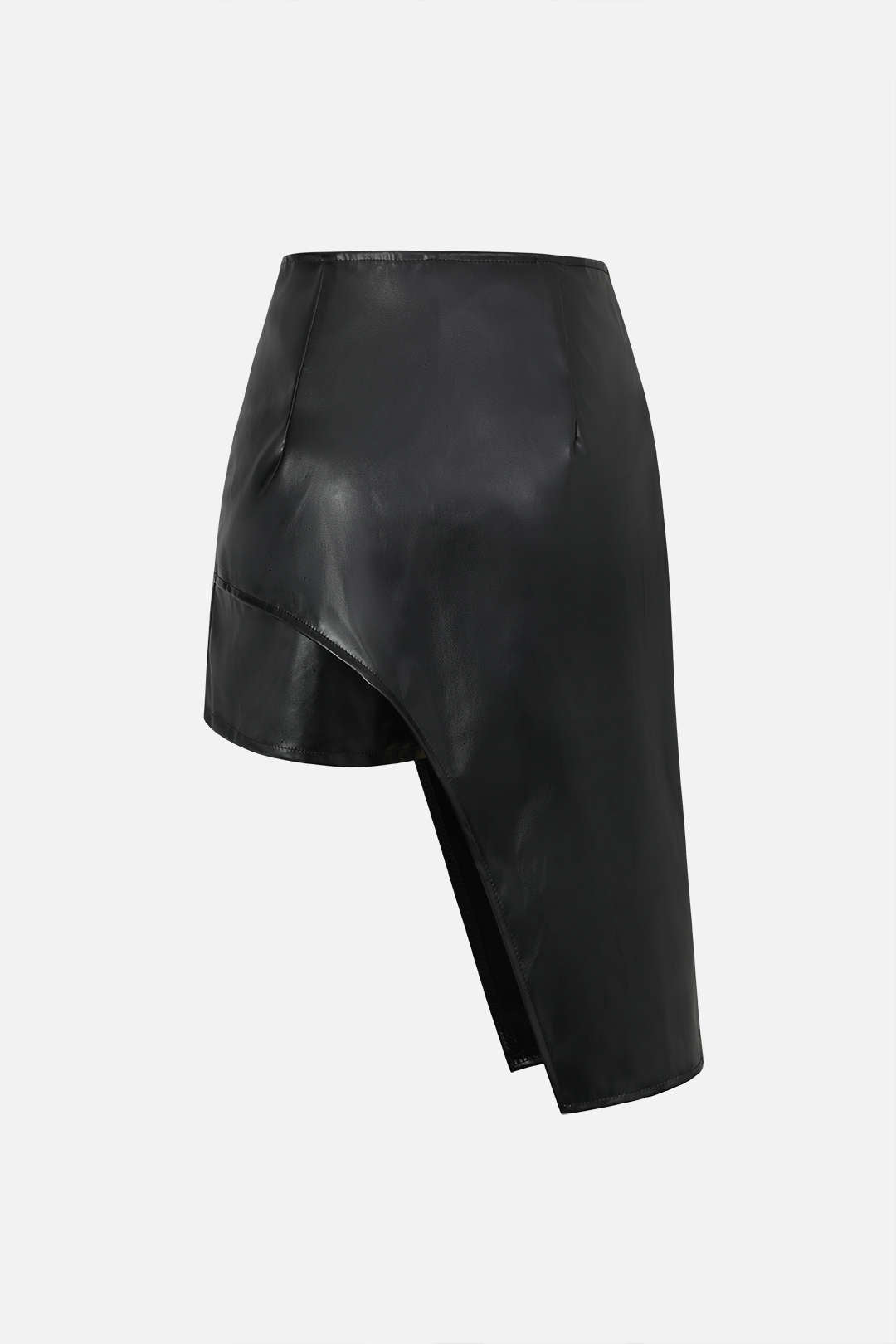 Faux Leather Asymmetric Hem Shorts