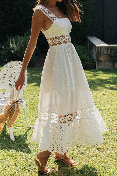 Elevated Sweetie White Lace Sleeveless Maxi Dress