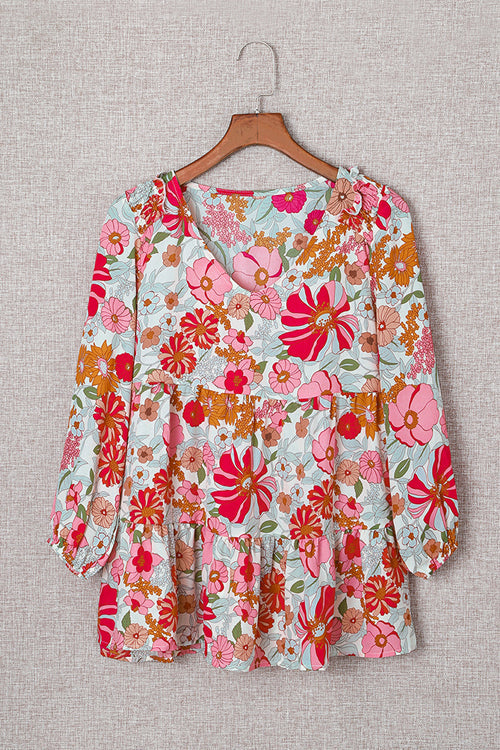 Day By Day Floral Print Long Sleeve Top