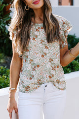 Blossoming Style Printed Short Sleeve Top