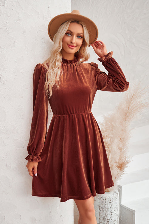 Can't Help But Love Velvet Long Sleeve Mini Dress