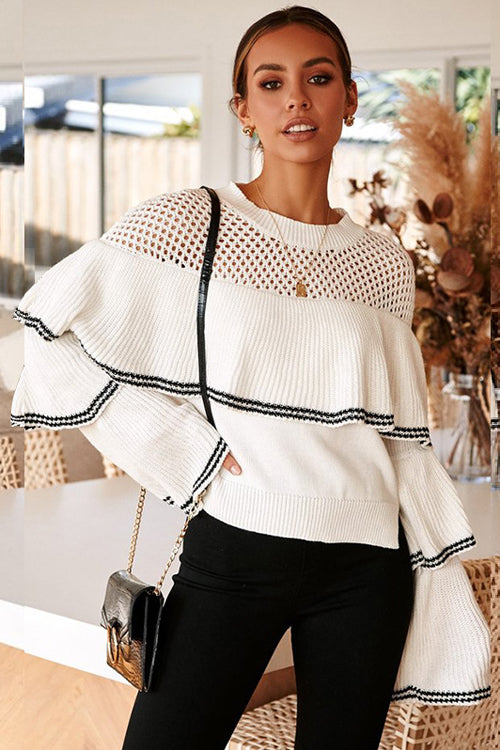 Chic Me Layered Hollow-Out Knit Sweater