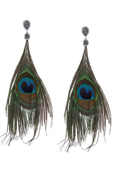 Peacock Feather Crystal Earring