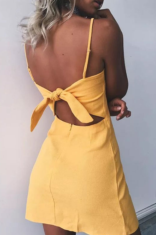 Back-bowknot Spaghetti Mini Dress