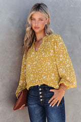 Open To Love Yellow Print Long Sleeve Top